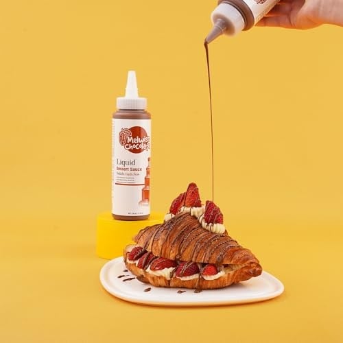 Melwiss Chocolate Fondü Şelale Sıvı Tatlı Sos 330 g – Akışkan kıvamlı Waffle, Pankek, Krep, Dondurma, Kahve ve Tatlılar için Pratik Sıkılabilir Sos