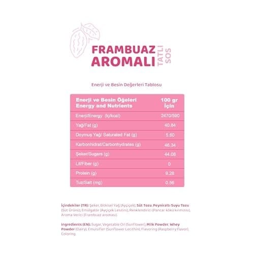 Melwiss Chocolate Frambuaz Aromalı Tatlı Sos 330 g – Akışkan kıvamlı Waffle, Pankek, Krep, Dondurma, Kahve ve Tatlılar için Pratik Sıkılabilir Sos
