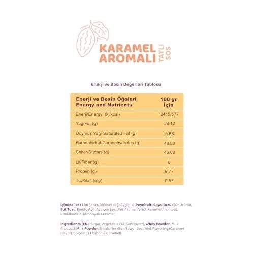 Melwiss Chocolate Karamel Aromalı Tatlı Sos 330 g – Akışkan kıvamlı Waffle, Pankek, Krep, Dondurma, Kahve ve Tatlılar için Pratik Sıkılabilir Sos