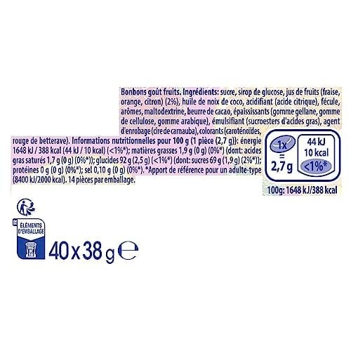 Mentos Meyve Drajeleri, 40 Rulo Şeker, Portakallı Meyve Aroması + Limon+Çilek, Çok Paket Çiğneme Şekeri