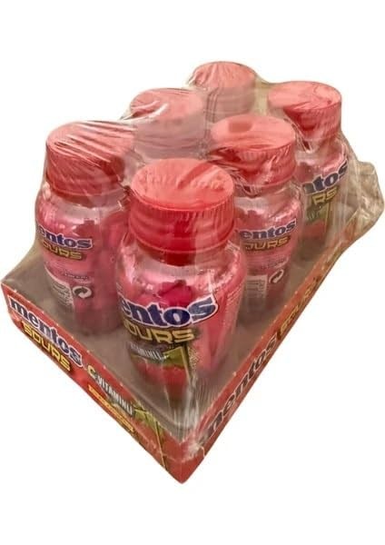 Mentos Sours Çilek Aromalı C Vitaminli Tablet Şekerleme, 49g * 6 Adet
