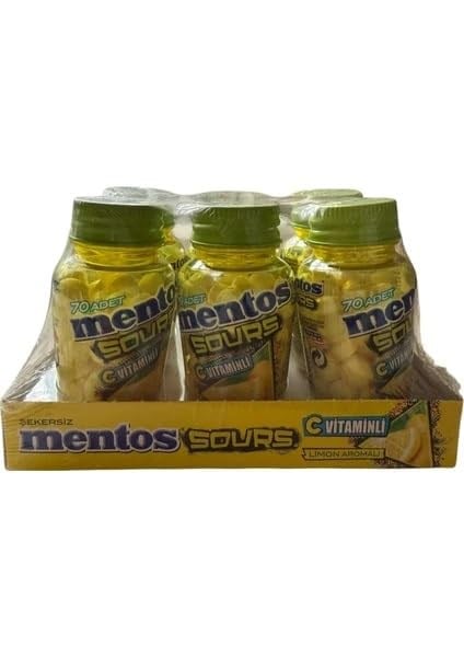 Mentos Sours Limon Aromalı C Vitaminli Tablet Şekerleme, 49g * 6lı Paket