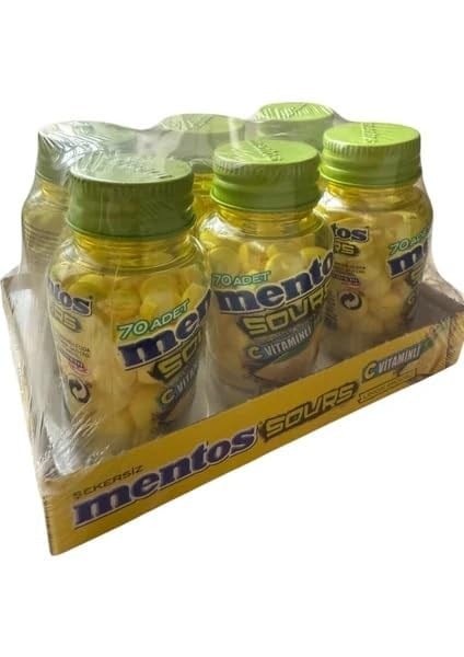 Mentos Sours Limon Aromalı C Vitaminli Tablet Şekerleme, 49g * 6lı Paket
