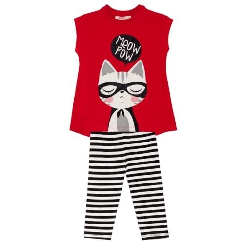 Meow Pow Kız Çocuk T-shirt Tayt Takım