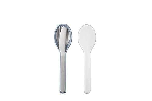 Mepal - 3 Parçalı Ellipse Çatal Bıçak Takımı - Yolculuk İçin Seyahat Kılıflı Set - Bıçak, Çatal ve Kaşık - Paslanmaz Çelik - Nordic Blue