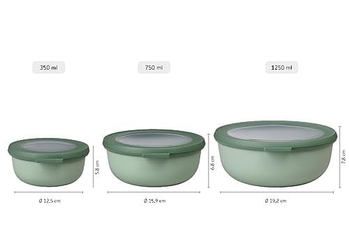 Mepal Cirqula 3 parçalı çok kaseli set yuvarlak İskandinav siyahı - 350, 750 ve 1250 ml, derin dondurucu kavanozu, mikrodalga kapları ve kapaklı servis kasesi olarak kullanılabilir