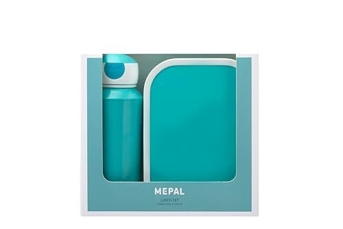 Mepal Mola Seti Campus Turkuaz – İçecek Şişesi ve Beslenme Kutusu Bento Kullanımı ile – Okul ve Boş Zaman için İdeal – Bulaşık Makinesinde Yıkanabilir, ABS, 0 mm, 2, 400 ml + 4 tereyağı ekmeği