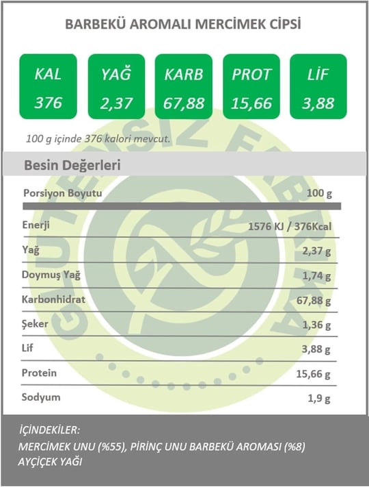 Mercimek Cipsi Barbekü Aromalı
