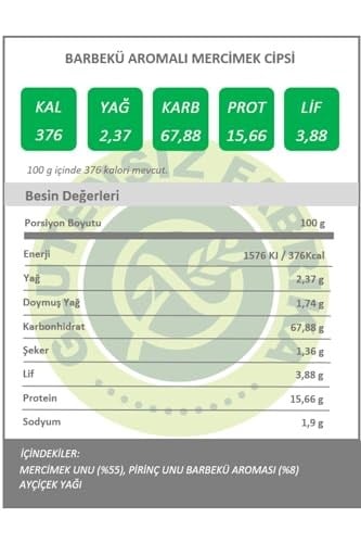 Mercimek Cipsi Barbekü Aromalı