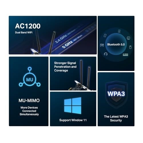 Mercusys MA30E, AC1200MBPS Ikisi Bir Arada Wi-Fi 5 & Bluetooth 5.0 Pcıe Ağ Kartı