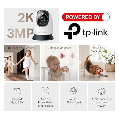 Mercusys MC210 | 2K 3MP Güvenlik Wi-Fi Kamerası | 360° Görüş | Gece Görüşü | Akıllı Hareket & Kişi Algılama | Çift Yönlü Ses | microSD & Bulut Depolama | SmartThings, Alexa, Google Assistant Uyumlu