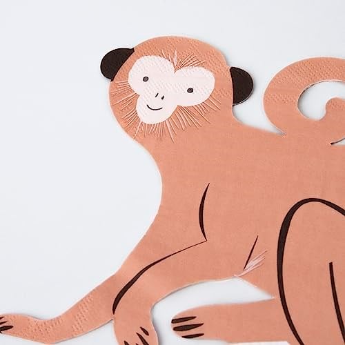 Meri Meri - Monkey Die Cut Napkins - Maymun Peçeteler - 16lı