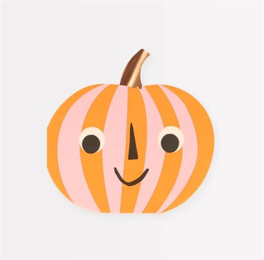 Meri Meri - Pink & Orange Stripy Pumpkin Napkins - Pembe & Turuncu Çizgili Balkabağı Peçeteler (16l