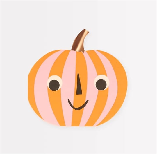 Meri Meri - Pink & Orange Stripy Pumpkin Napkins - Pembe & Turuncu Çizgili Balkabağı Peçeteler (16l
