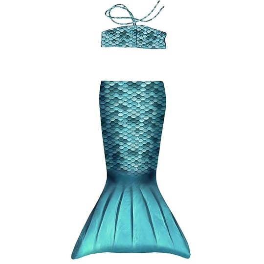 Mermaids Kız Çocuk Deniz Kızı Kuyruklu Bikini Seti, Turkuaz, Standart Beden,%80 Polyester%20 Elastan, 3D Pullu Baskı, İspanya Üretimi, Yaş Seçeneği