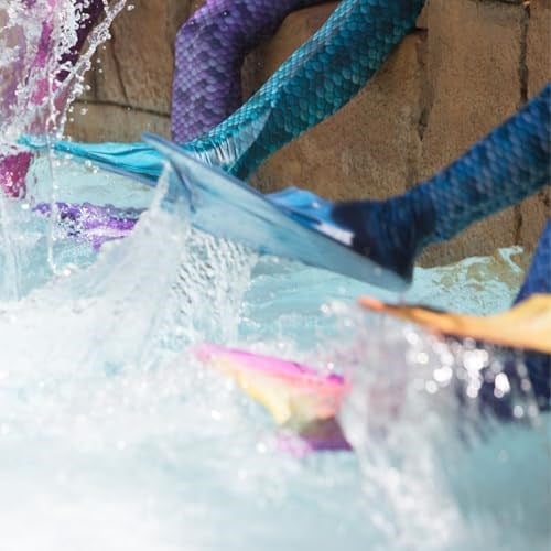 Mermaids Malibu Deniz Kızı Kostümü, 4lü Takım, Çok Renkli,%80 Polyester,%20 Elastan, 3D Pullu, Monofin Destekli ve Kuyruk Detaylı, Yaş Seçeneği