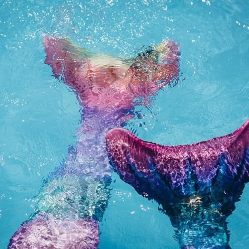 Mermaids Star Deniz Kızı Bikini Kostüm Seti, 4lü Takım, Çok Renkli,%80 Polyester,%20 Elastan, 3D Pullu, Monofin Destekli, Yaş Seçeneği