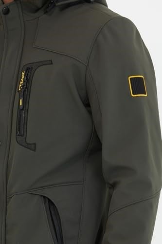 Mero Life Erkek Haki Kapüşonlu Outdoor Su Ve Rüzgar Geçirmez Softshell Spor Mont 3XL-1 Mero-445NM