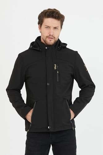 Mero Life Erkek Lacivert Kapüşonlu Su ve Rüzgar Geçirmez Softshell Mont 3XL-1 Mero-41NM