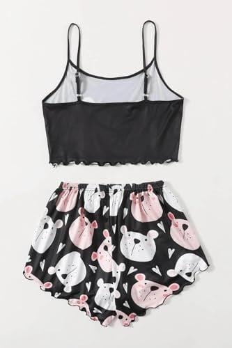 Merry See Uyuyan Ayıcık Basklı Ultrasoft Askılı Sortlu Pijama Takımı