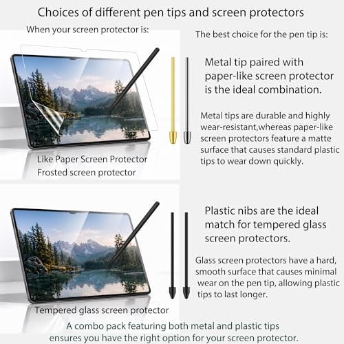 Metal Uçlar/Uçlar Samsung Galaxy Tab S9/S9FE+/S9 Ultra/S8/S8+/S8 Ultra/S7/S7 FE/S6/S6 Lite/S22/S23/S24 Ultra S Kalem, Plastik + Bakır + Titanyum Uçlar/İpuçları+Klips + Düzenleyici (2+6 parça Set)