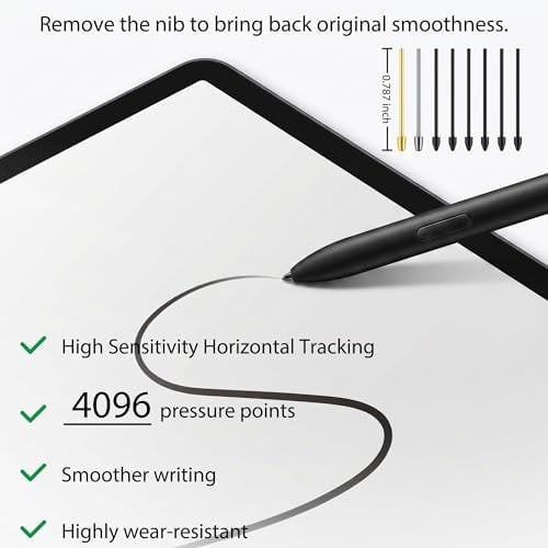 Metal Uçlar/Uçlar Samsung Galaxy Tab S9/S9FE+/S9 Ultra/S8/S8+/S8 Ultra/S7/S7 FE/S6/S6 Lite/S22/S23/S24 Ultra S Kalem, Plastik + Bakır + Titanyum Uçlar/İpuçları+Klips + Düzenleyici (2+6 parça Set)