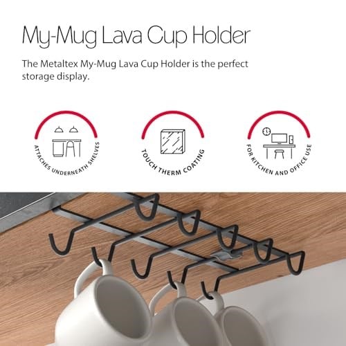 Metaltex MY MUG-Bardak Askısı TOUCHTHERM Lava kaplama Siyah, 28x14x6cm