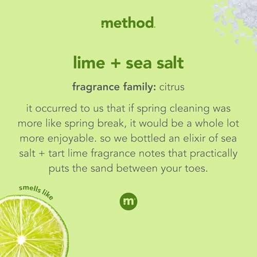 Method Bulaşık sabunu sıvısı, bitkisel bazlı bulaşık deterjanı, sert yağı keser, parlak bir temizlik için, misket limonu + deniz tuzu kokusu, 532 ml sabun pompası şişesi, 1 paket