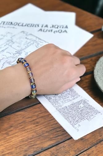 MGA DOĞAL TAŞ Mavi Termal Kuvars Renkli Rondela Nazar Boncuklu Doğal Taş Bileklik Parlayan Model