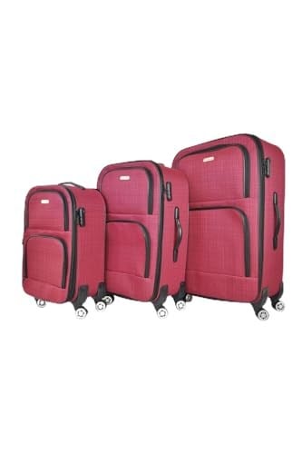 MGV V130 4 Tekerlekli ve Körüklü Havlu Kumaş Valiz Seti (Kırmızı)