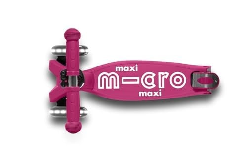Micro Maxi Deluxe Foldable Led 3 Tekerlekli Katlanabilir Scooter Fuşya, 5-12 Yaş, Ayarlanabilir Gidon, Işıklı Tekerlekler, 50 Kg Taşıma Kapasitesi