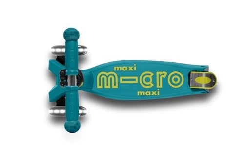 Micro Maxi Deluxe Foldable Led 3 Tekerlekli Katlanabilir Scooter Petrol Yeşili, 5-12 Yaş, Ayarlanabilir Gidon, Işıklı Tekerlekler, 50 Kg Taşıma Kapasitesi