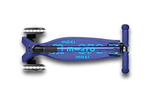Micro Maxi Deluxe Foldable Led 3 Tekerlekli Katlanabilir Scooter Navy Blue, 5-12 Yaş, Ayarlanabilir Gidon, Işıklı Tekerlekler, 50 Kg Taşıma Kapasitesi