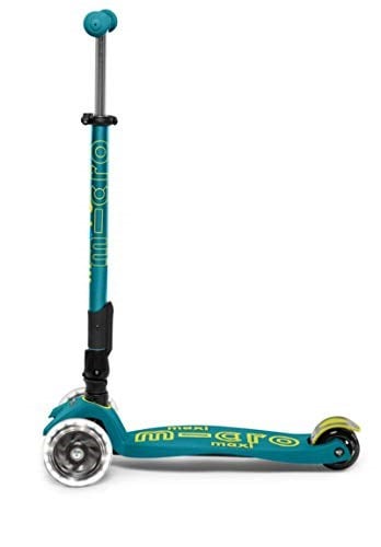 Micro Maxi Deluxe Foldable Led 3 Tekerlekli Katlanabilir Scooter Petrol Yeşili, 5-12 Yaş, Ayarlanabilir Gidon, Işıklı Tekerlekler, 50 Kg Taşıma Kapasitesi
