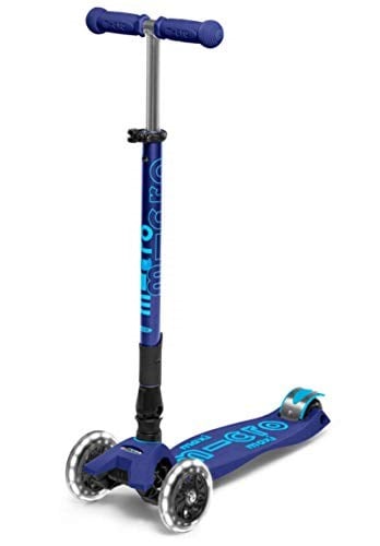 Micro Maxi Deluxe Foldable Led 3 Tekerlekli Katlanabilir Scooter Navy Blue, 5-12 Yaş, Ayarlanabilir Gidon, Işıklı Tekerlekler, 50 Kg Taşıma Kapasitesi
