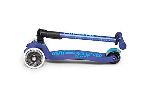 Micro Maxi Deluxe Foldable Led 3 Tekerlekli Katlanabilir Scooter Navy Blue, 5-12 Yaş, Ayarlanabilir Gidon, Işıklı Tekerlekler, 50 Kg Taşıma Kapasitesi