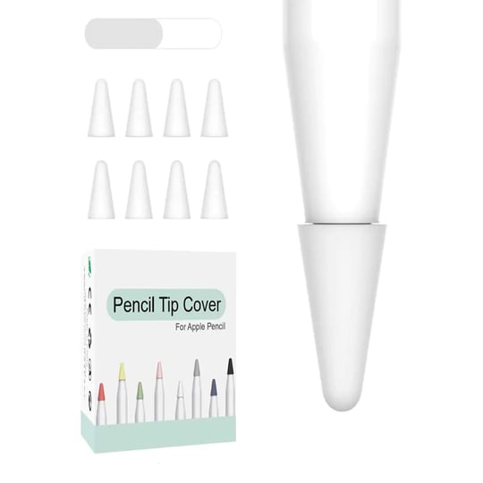 Microcase Apple Pencil 1-2 Stylus Kalem Ucu Koruyucu 8in1 Set - Beyaz