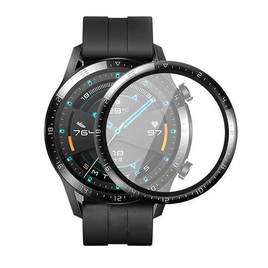 Microcase Huawei Watch GT2 46mm Tam Kaplayan Kavisli Ekran Koruyucu 3D Pet Film - Siyah