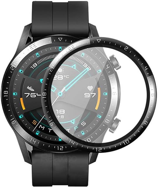 Microcase Huawei Watch GT2 46mm Tam Kaplayan Kavisli Ekran Koruyucu 3D Pet Film - Siyah