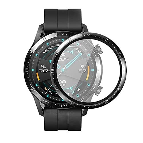Microcase Huawei Watch GT2 46mm Tam Kaplayan Kavisli Ekran Koruyucu 3D Pet Film - Siyah