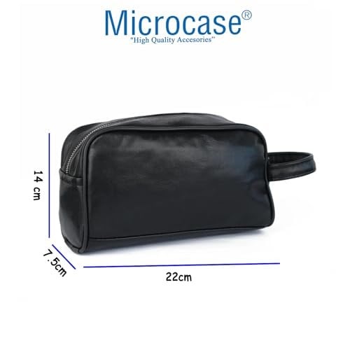 Microcase Unisex 2 Gözlü Günlük Portföy Tıraş Makyaj Kuzu Derisi El Çantası-AL4433