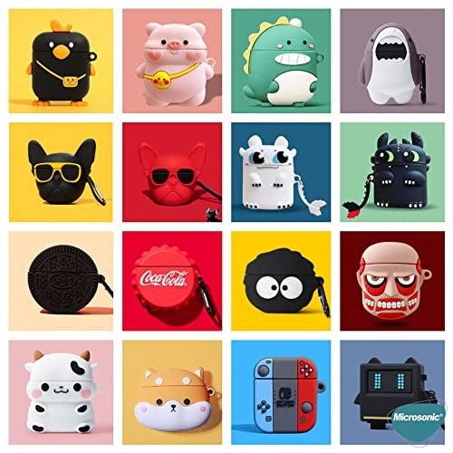 Microsonic Airpods 4.Nesil/ANC Kılıf Cartoon Figürlü Silikon Crtn-Fgr-Drth-Vdr [AirPods 4 ile Uyumlu Kılıf - Black] - Seçenekler: AirPods 1 / 2, AirPods Pro 2. Nesil, AirPods 3...