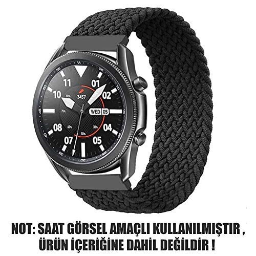 Microsonic Realme Watch S Pro için Kordon, (Small Size, 135mm) Braided Solo Loop Band Siyah [Watch S Pro ile Uyumlu Kordon - Siyah]