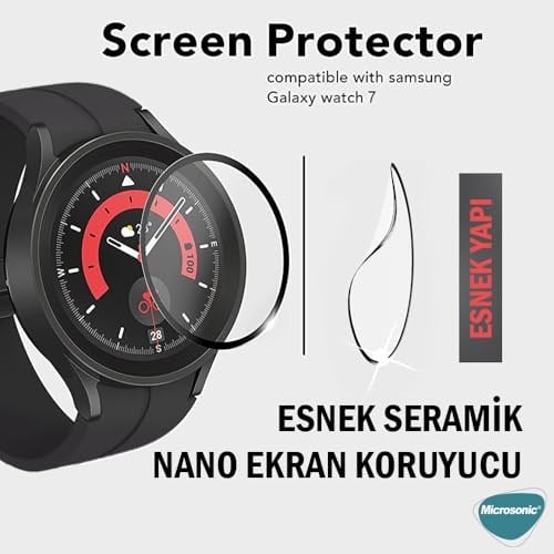 Microsonic Samsung Galaxy Watch 8 44mm Tam Kaplayan Nano Cam Ekran Koruyucu Siyah [Galaxy Watch 8 44mm ile Uyumlu Ekran Koruyucu - Siyah] - Seçenekler: Samsung Galaxy Watch Active 2 40mm...