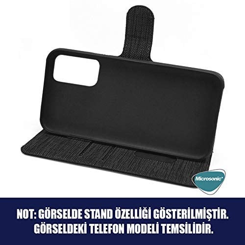 Microsonic Xiaomi Poco X3 GT için Kılıf Fabric Book Wallet Siyah [Poco X3 GT ile Uyumlu Kılıf - Siyah]