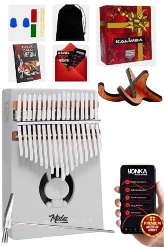 Midex KLX-550-PAK Beyaz Renk Gerçek Ağaç Kalimba 17 Tuşlu Full Set - Seçenekler: KLX-550-PAK, KLX-540, KLX-540-PAK, KLX-550, KLX-350-PAK...