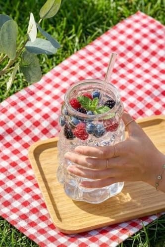 Mien Üzüm Desen Bubble Borosilikat Cam Pipetli Bardak 1 Litre