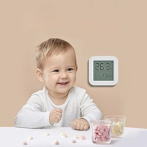Mijia Isı Ve Nem Ölçer Termometre Bluetoooth Bağlantılı Dijital Termometre LCD Ekranlı Isı Nem Ölçer, iOS/Android ile uyumlu,çucuk,bebek,ev vs. için, beyaz