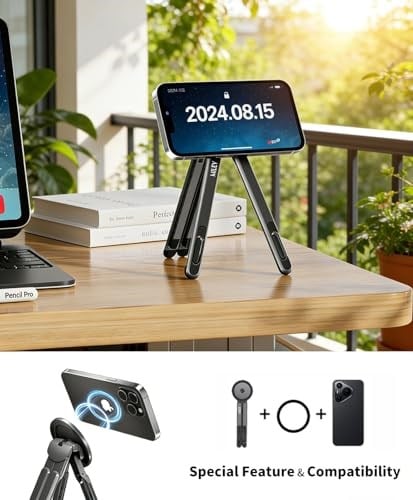 miley Masa için Taşınabilir Katlanabilir Dizüstü Bilgisayar Standı, Katlanabilir Ergonomik, 8 Seviyeli Yükseklik, 13-17 inç Dizüstü Bilgisayarlar, Alüminyum Yapı, Tripod Uyumlu, Taşınabilir, Saklama