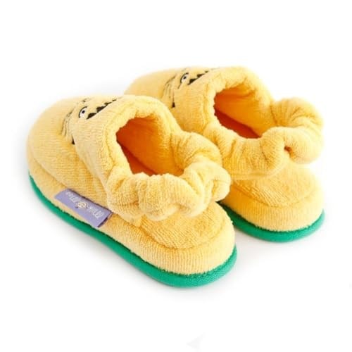 Milk Moo Soft Cuddles Çocuk Ev Terliği, Patenci Çita Desenli,%100 Pamuk Kadife, Kaydırmaz Taban, 29-30 numara 20 cm